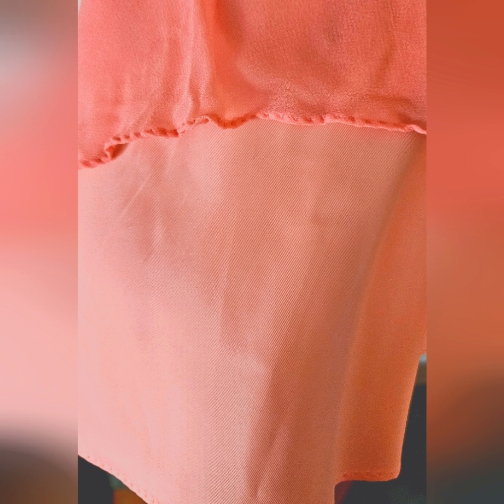 1960s Salmon Pink Chiffon Cocktail Dress - Picture 8 of 11